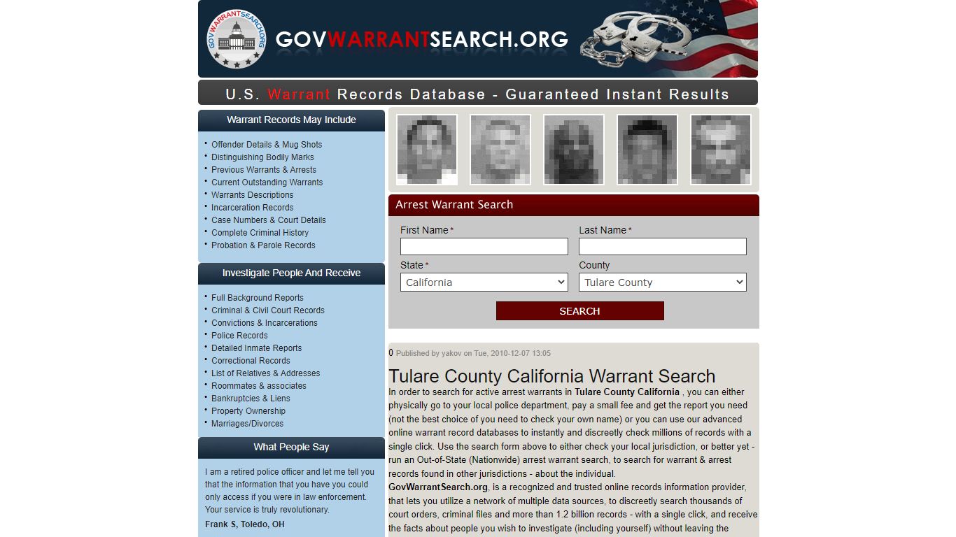 Tulare County California | Warrant Search