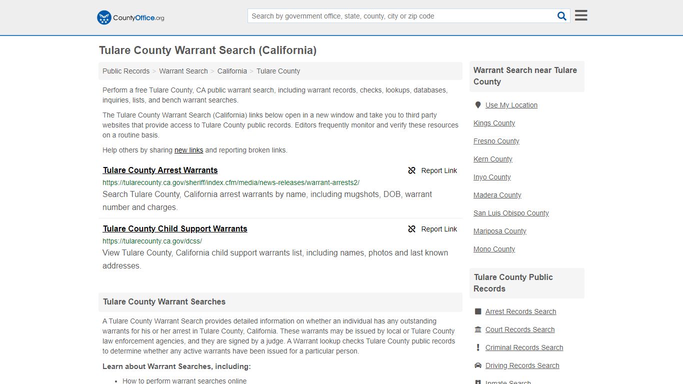 Warrant Search - Tulare County, CA (Warrant Checks & Lookups)